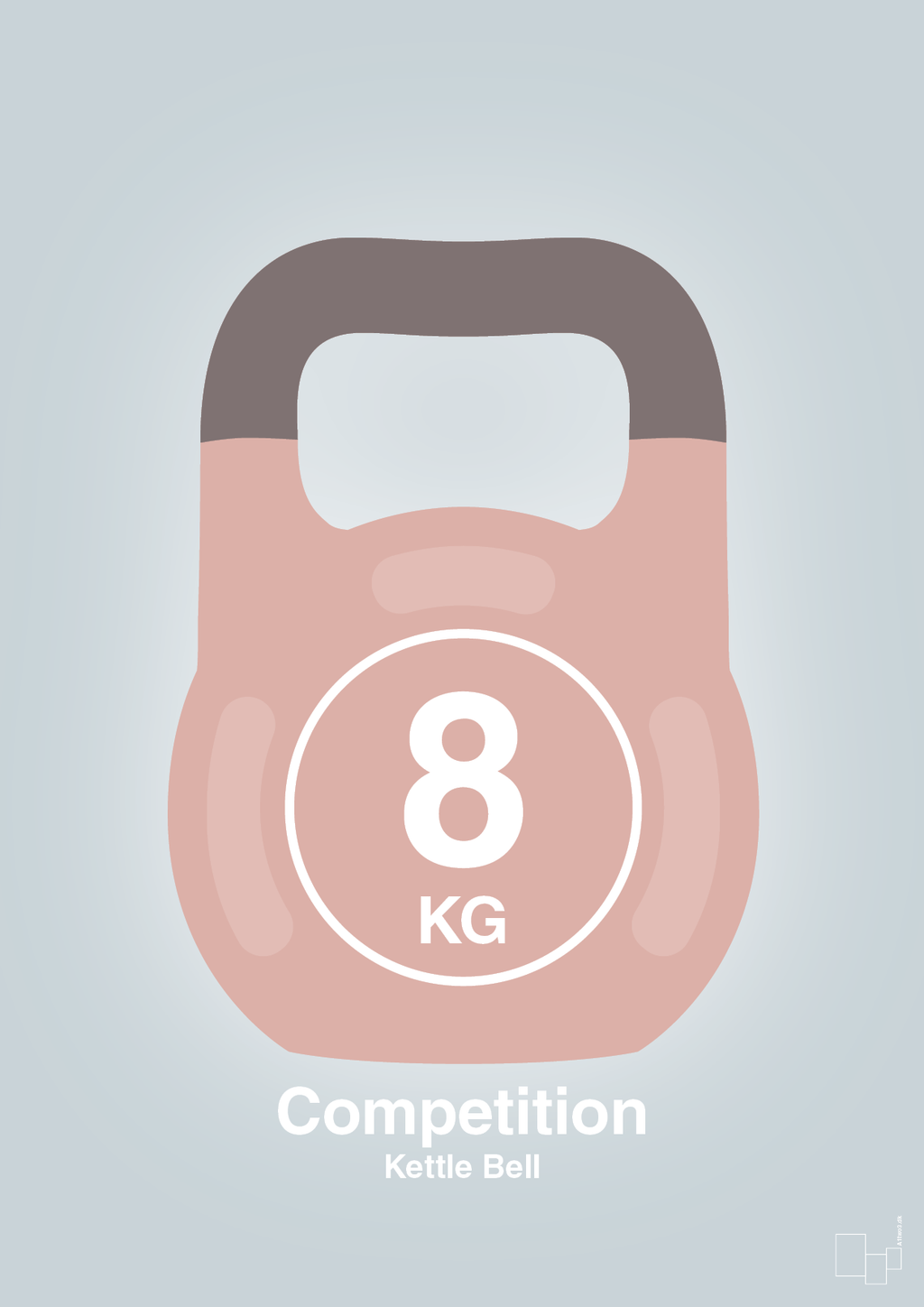 plakat: kettle bell 8 kg - competition color - light drizzle-Fitness-A1two3
