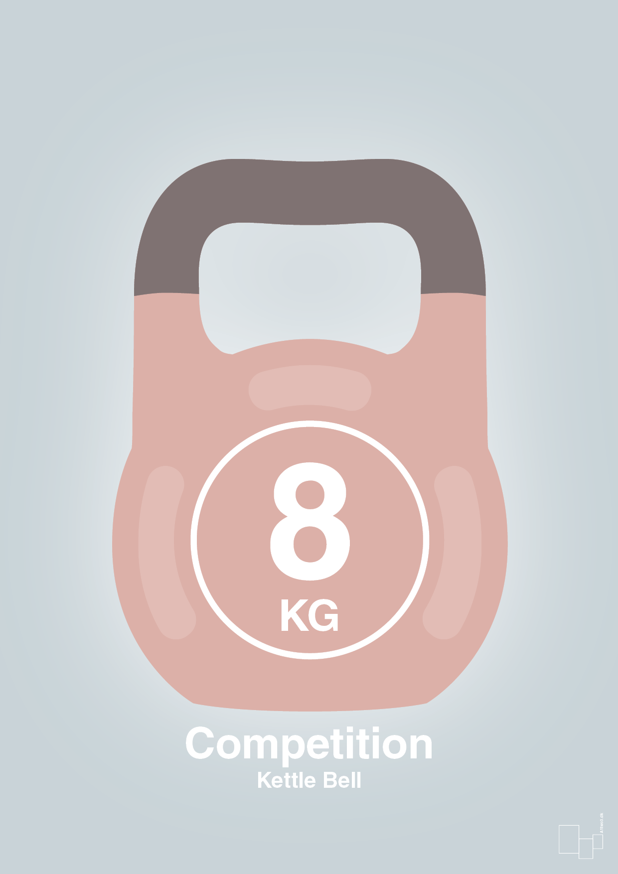 plakat: kettle bell 8 kg - competition color - light drizzle-Fitness-A1two3