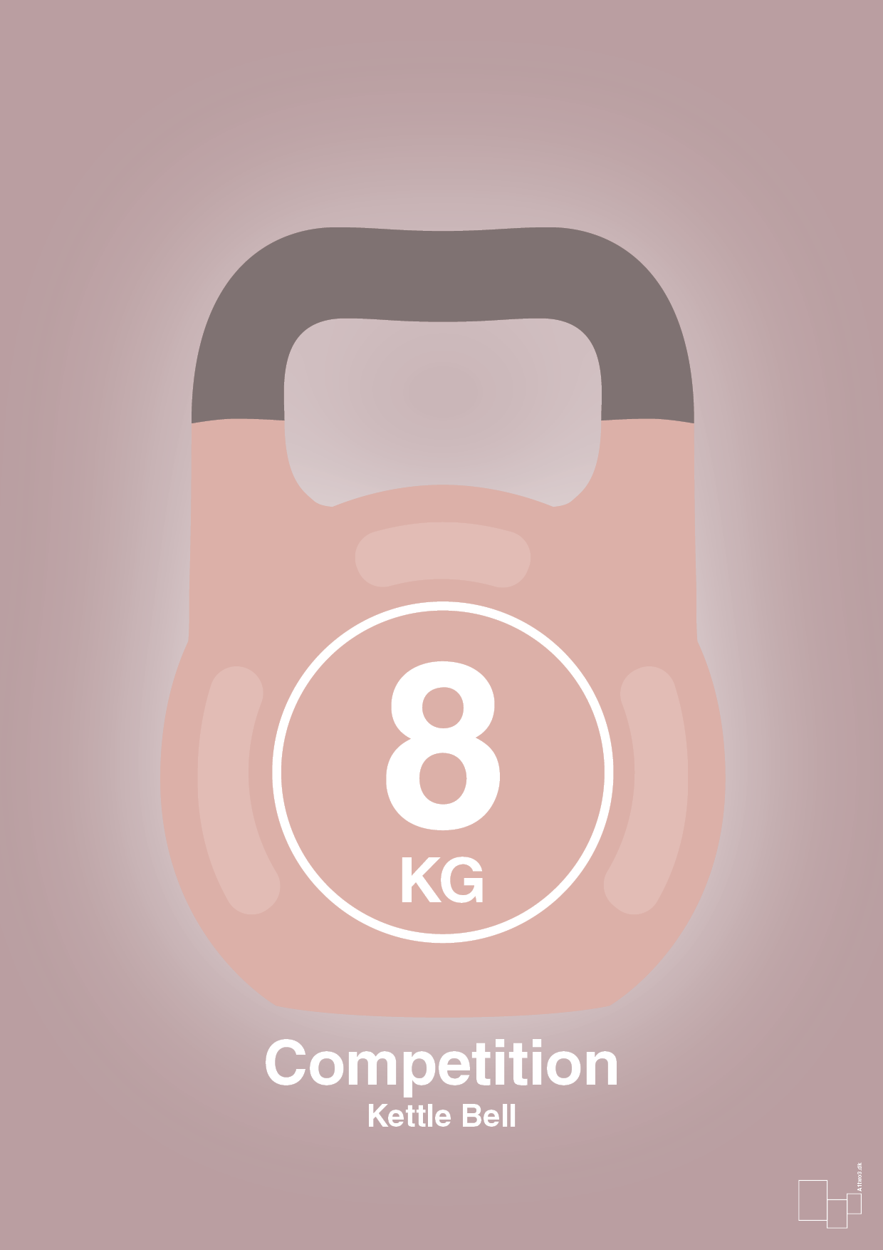 plakat: kettle bell 8 kg - competition color - light rose-Fitness-A1two3