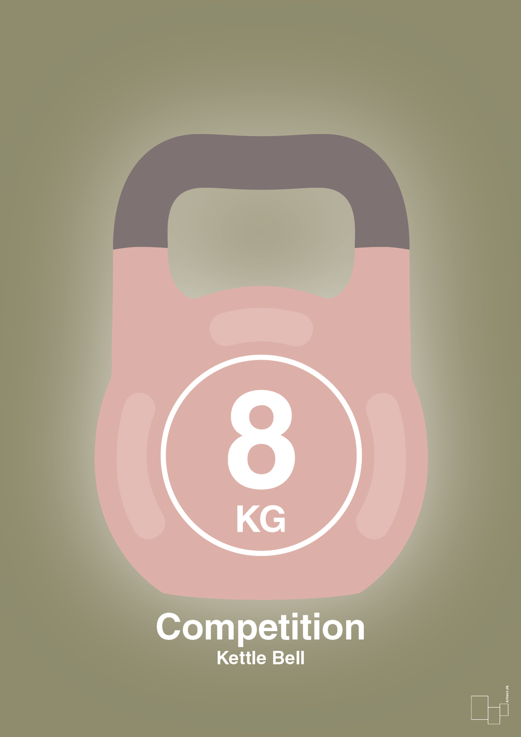 plakat: kettle bell 8 kg - competition color - misty forrest-Fitness-A1two3