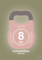 plakat: kettle bell 8 kg - competition color - misty forrest-Fitness-A1two3
