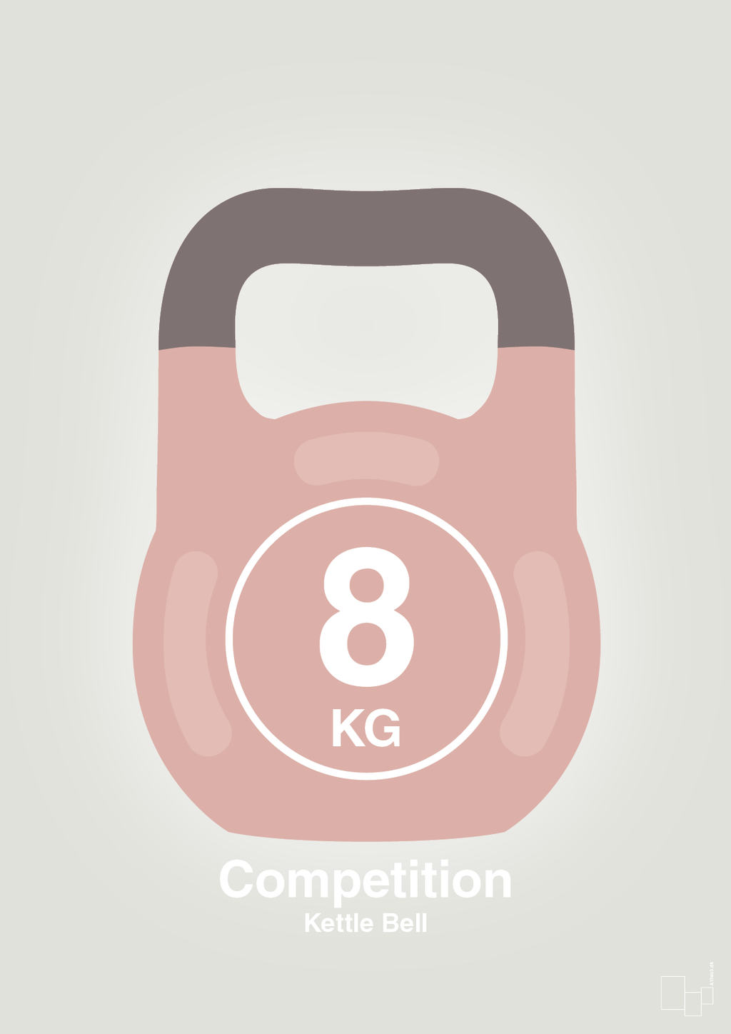plakat: kettle bell 8 kg - competition color - painters white-Fitness-A1two3