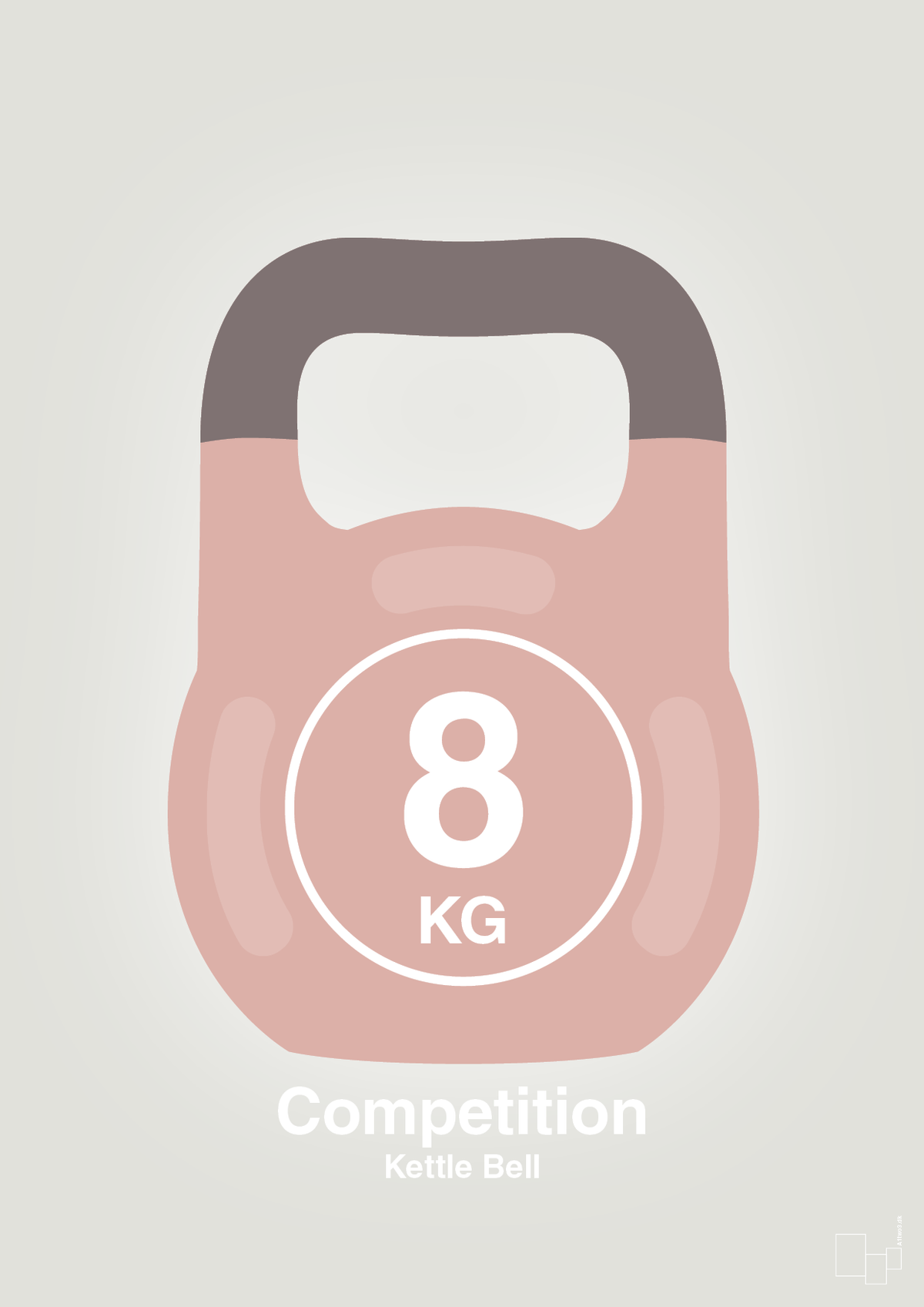 plakat: kettle bell 8 kg - competition color - painters white-Fitness-A1two3