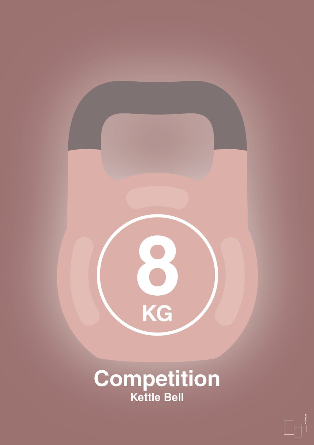 plakat: kettle bell 8 kg - competition color - plum-Fitness-A1two3