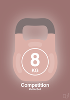 plakat: kettle bell 8 kg - competition color - plum-Fitness-A1two3