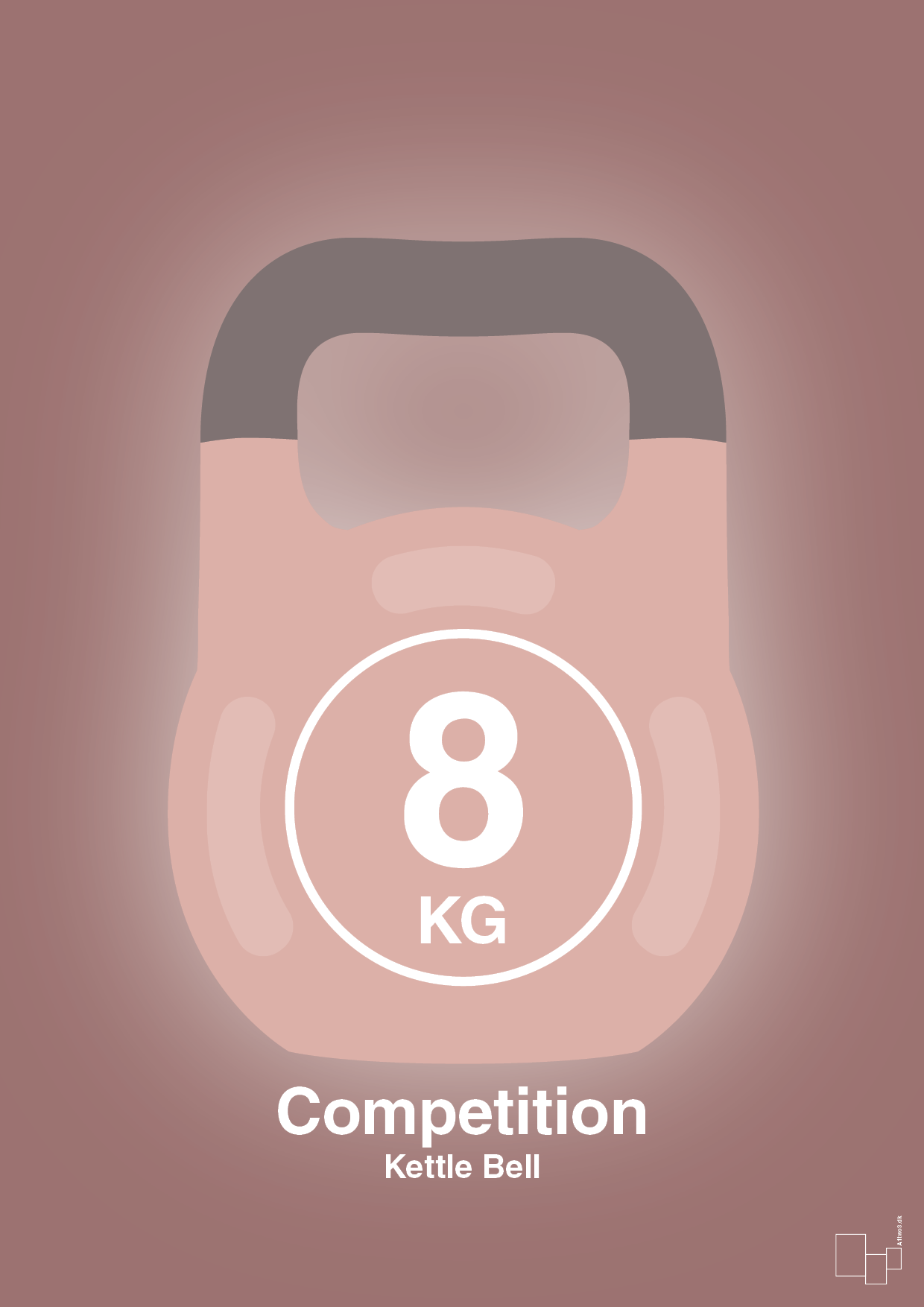 plakat: kettle bell 8 kg - competition color - plum-Fitness-A1two3
