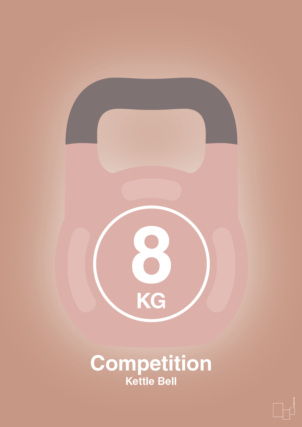 plakat: kettle bell 8 kg - competition color - powder-Fitness-A1two3