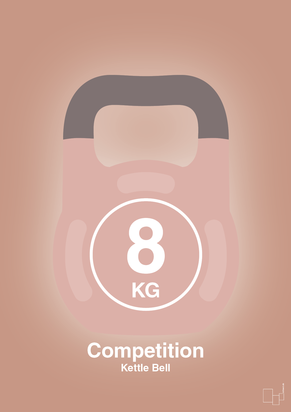 plakat: kettle bell 8 kg - competition color - powder-Fitness-A1two3