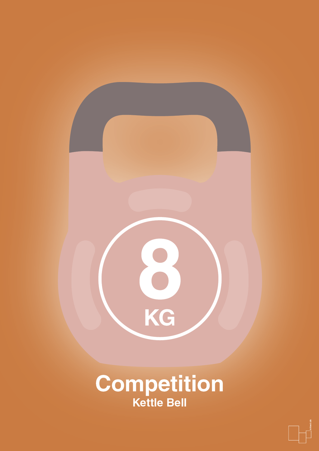 plakat: kettle bell 8 kg - competition color - rumba orange-Fitness-A1two3