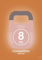 plakat: kettle bell 8 kg - competition color - rumba orange-Fitness-A1two3