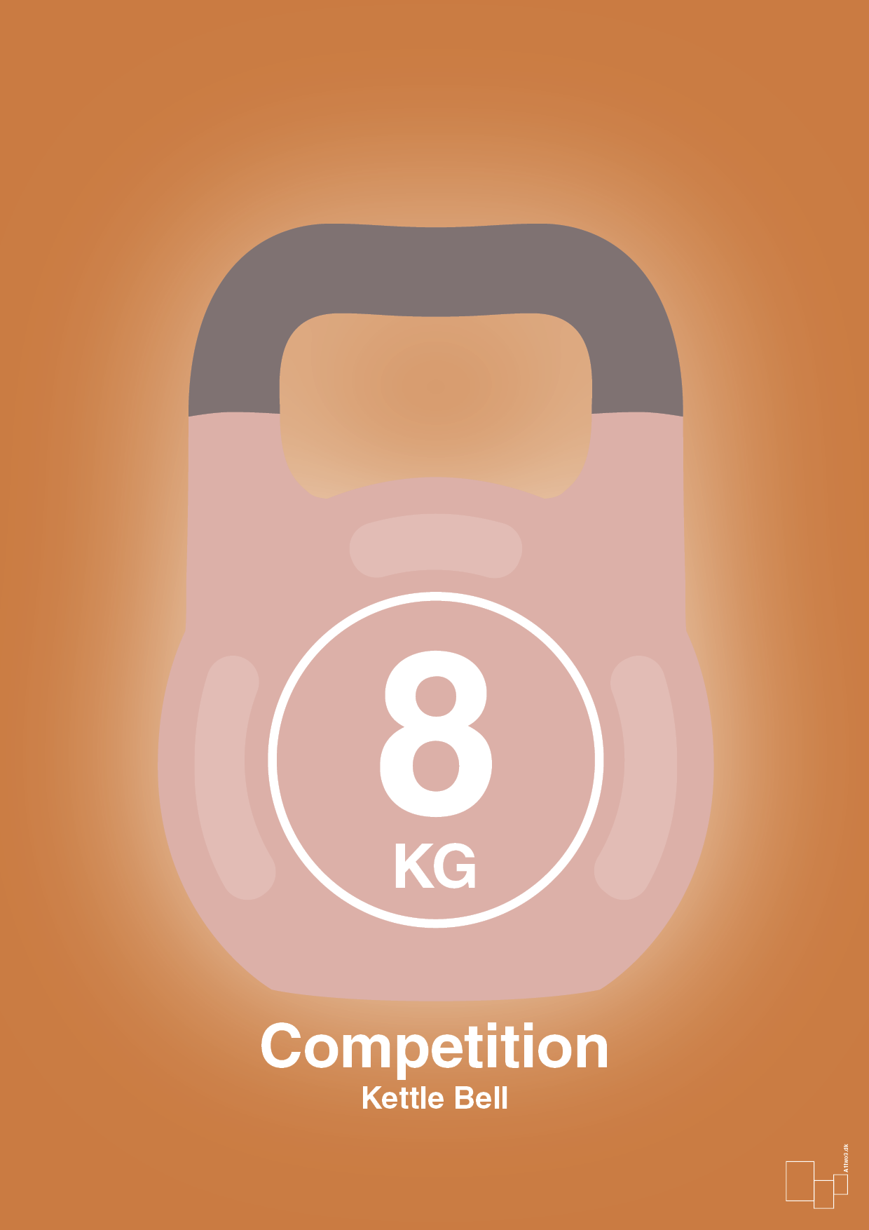 plakat: kettle bell 8 kg - competition color - rumba orange-Fitness-A1two3