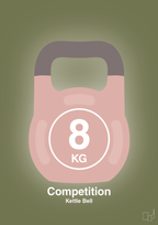 plakat: kettle bell 8 kg - competition color - secret meadow-Fitness-A1two3