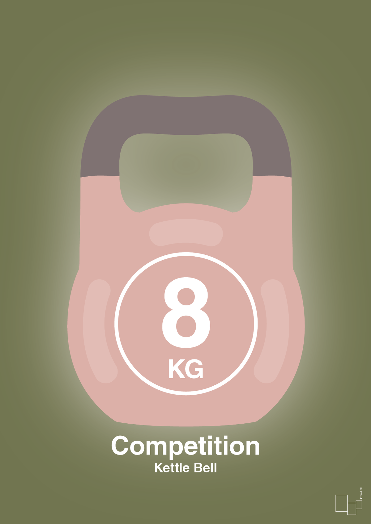 plakat: kettle bell 8 kg - competition color - secret meadow-Fitness-A1two3