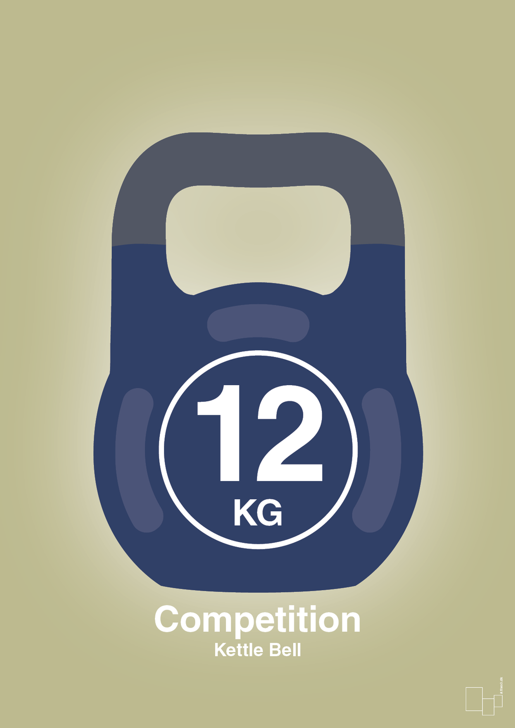 plakat: kettle bell 12 kg - competition color - back to nature-Fitness-A1two3