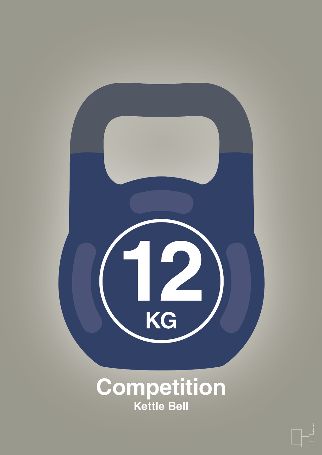 plakat: kettle bell 12 kg - competition color - battleship gray-Fitness-A1two3