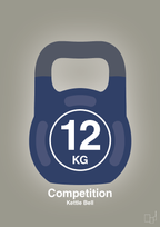 plakat: kettle bell 12 kg - competition color - battleship gray-Fitness-A1two3