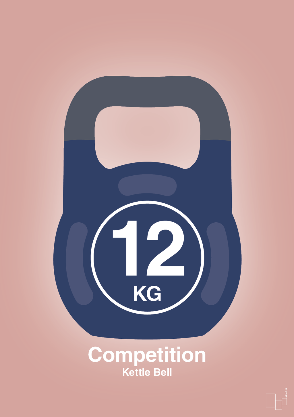 plakat: kettle bell 12 kg - competition color - bubble shell-Fitness-A1two3