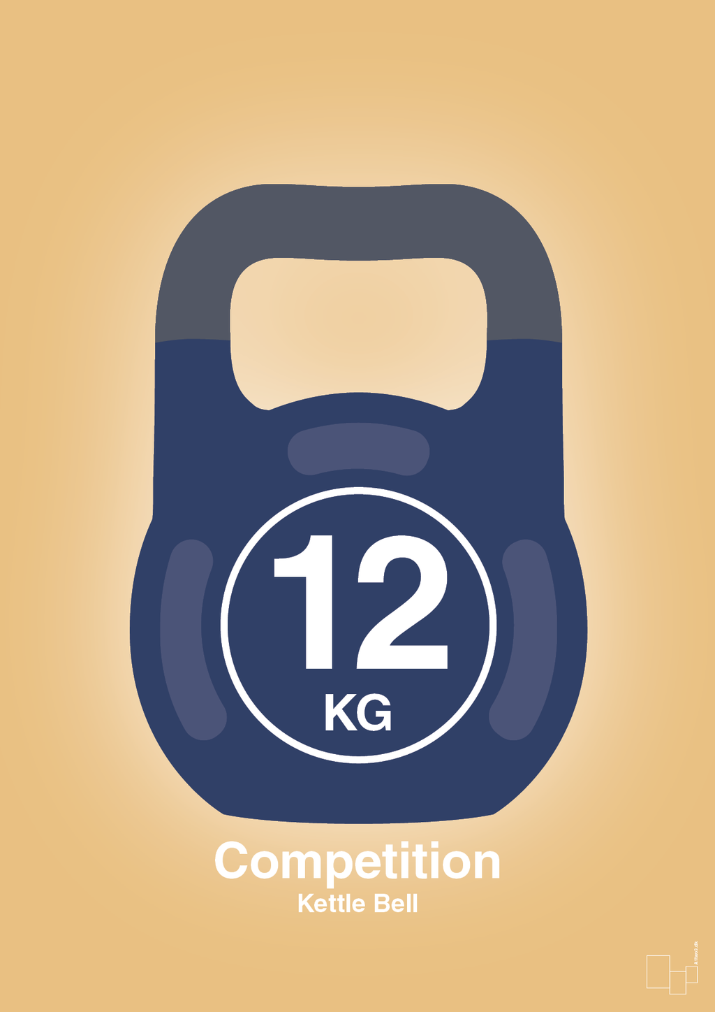 plakat: kettle bell 12 kg - competition color - charismatic-Fitness-A1two3