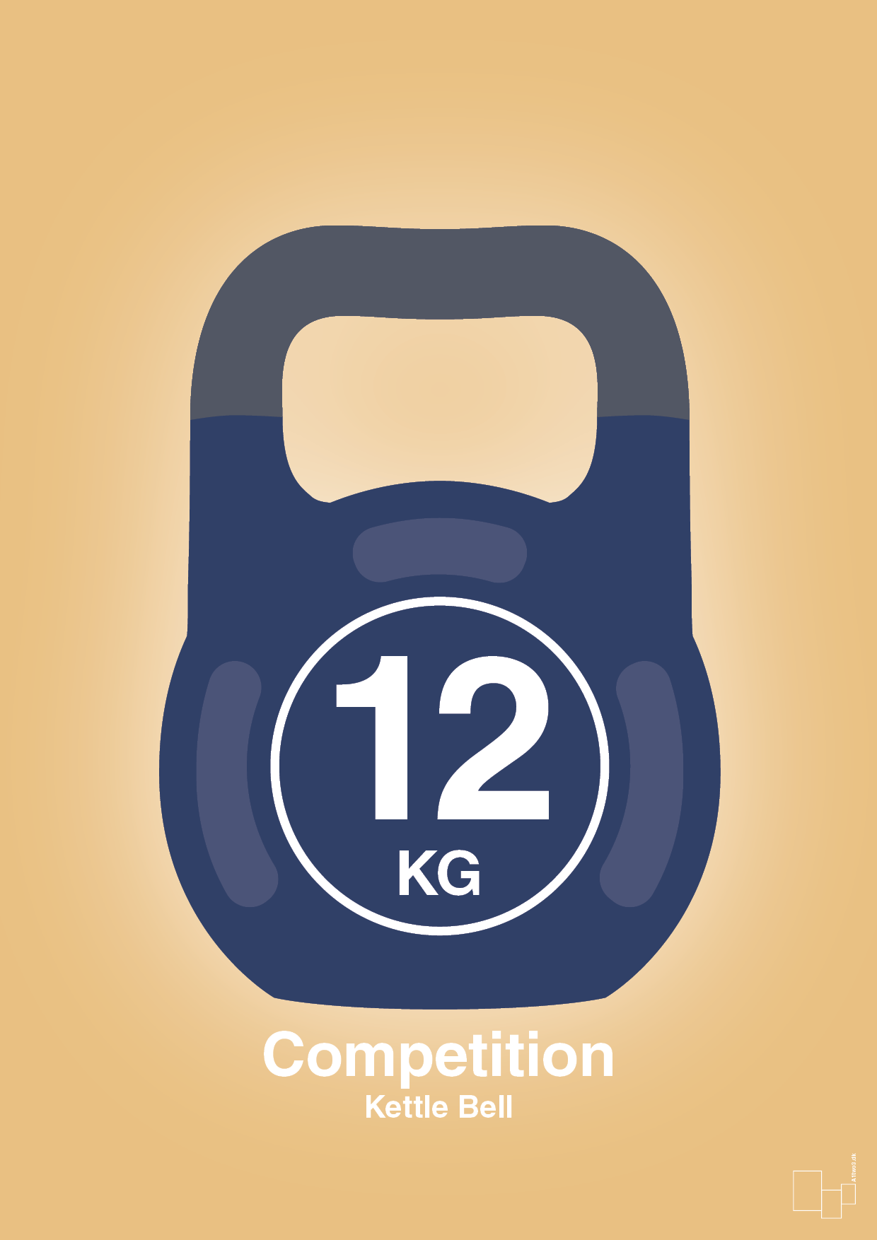 plakat: kettle bell 12 kg - competition color - charismatic-Fitness-A1two3