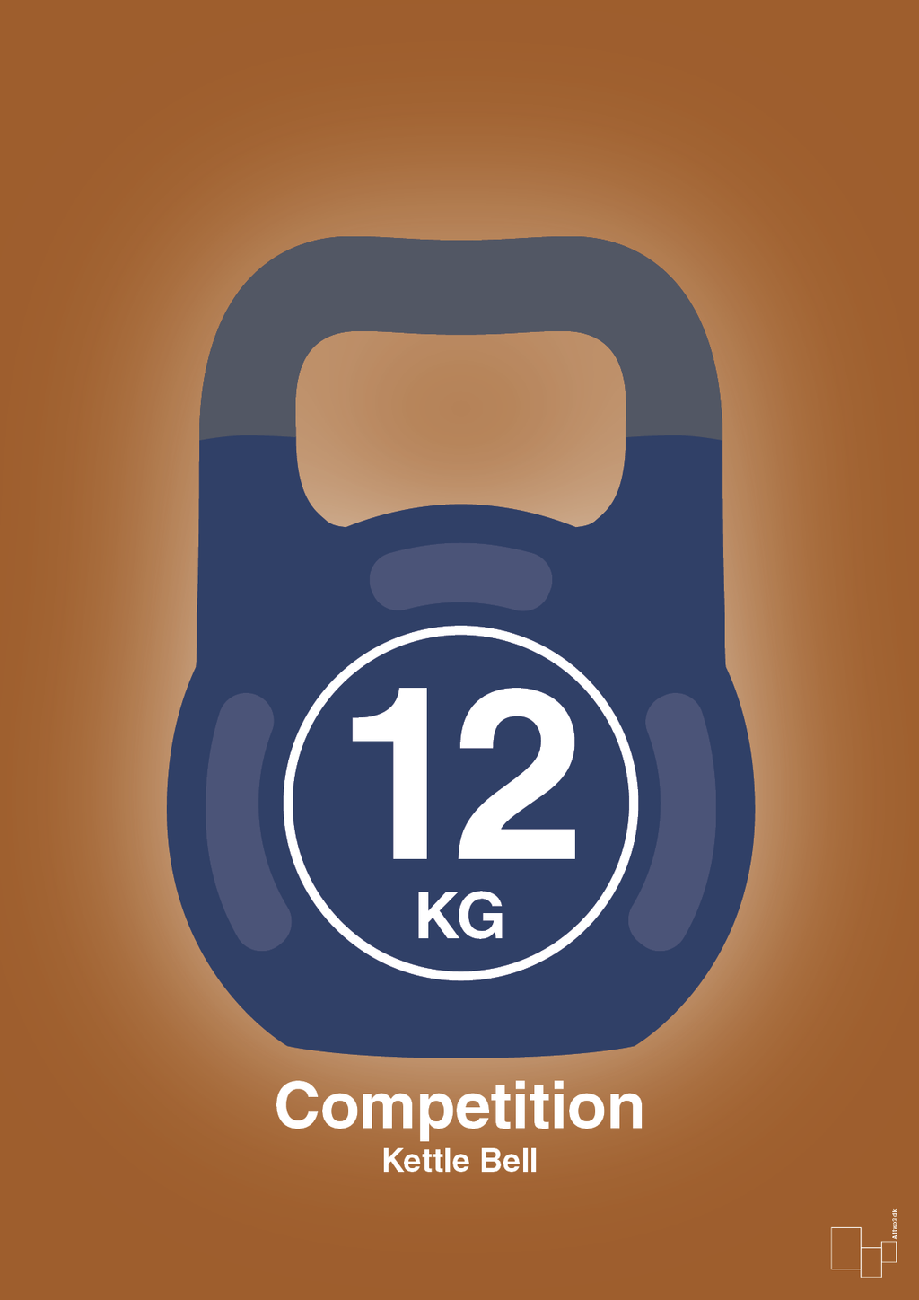 plakat: kettle bell 12 kg - competition color - cognac-Fitness-A1two3