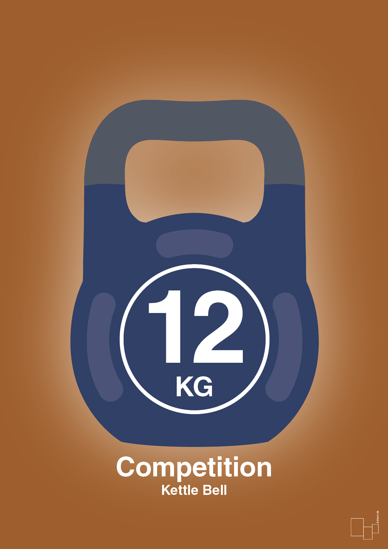 plakat: kettle bell 12 kg - competition color - cognac-Fitness-A1two3