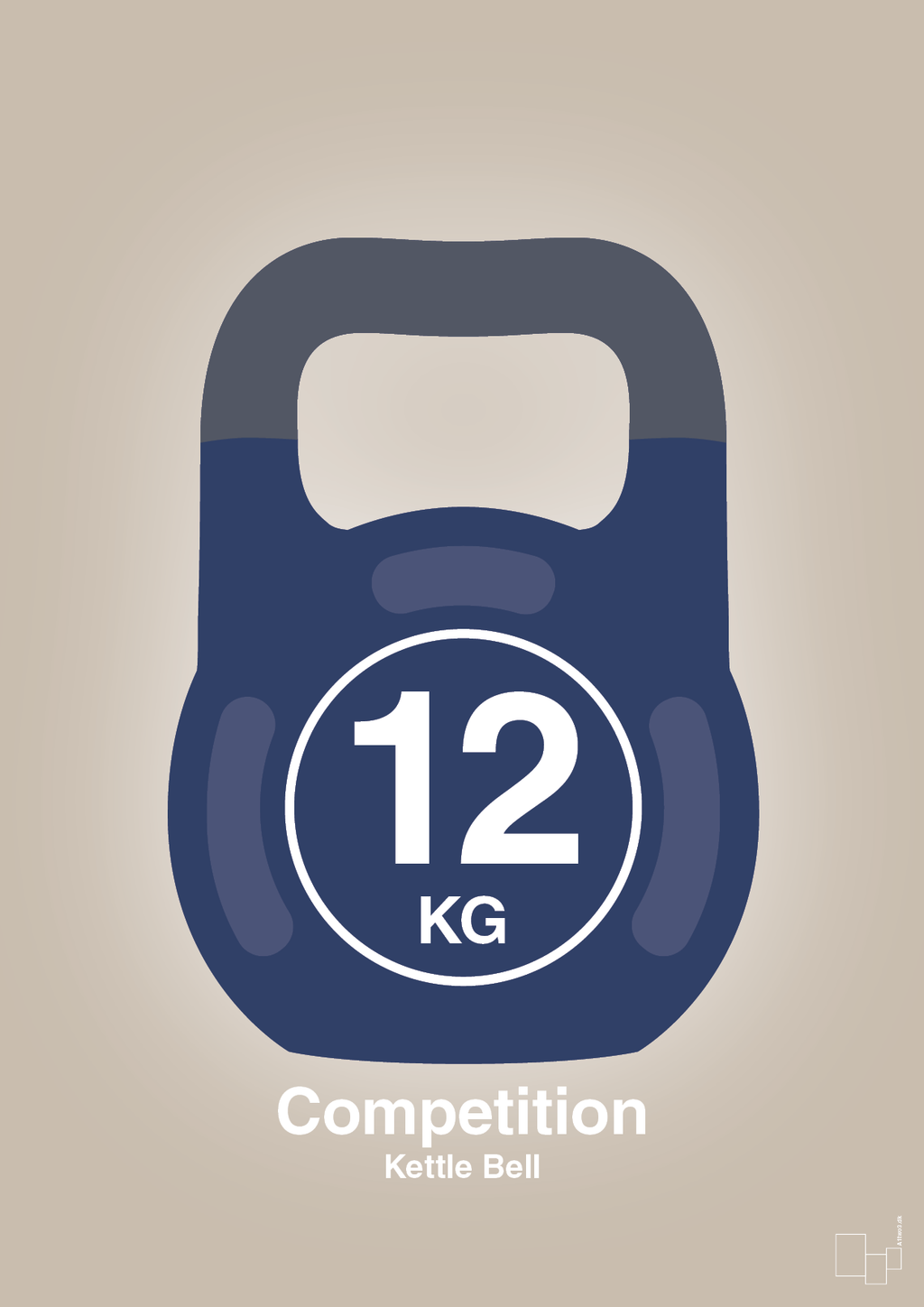 plakat: kettle bell 12 kg - competition color - creamy mushroom-Fitness-A1two3