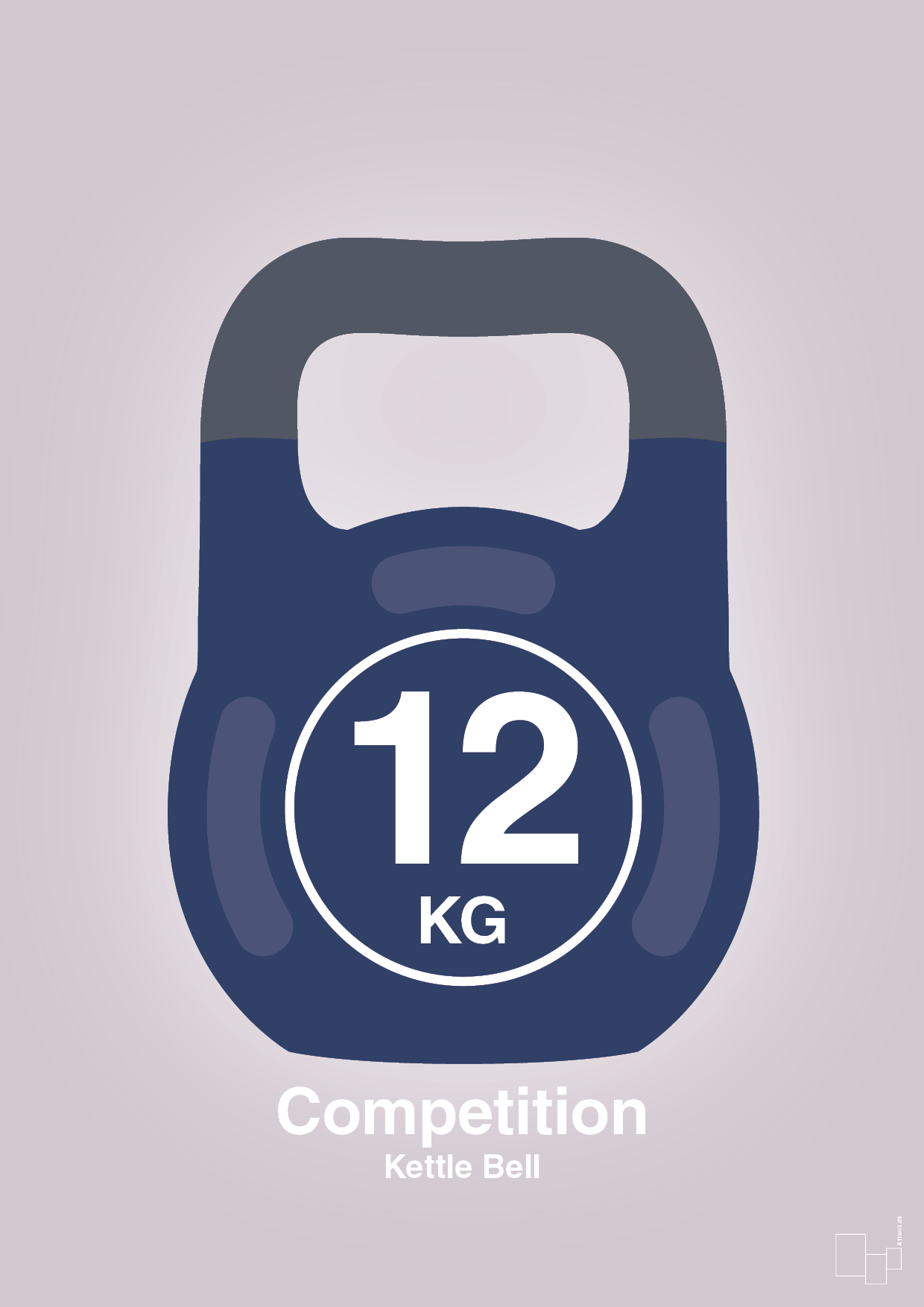 plakat: kettle bell 12 kg - competition color - dusty lilac-Fitness-A1two3