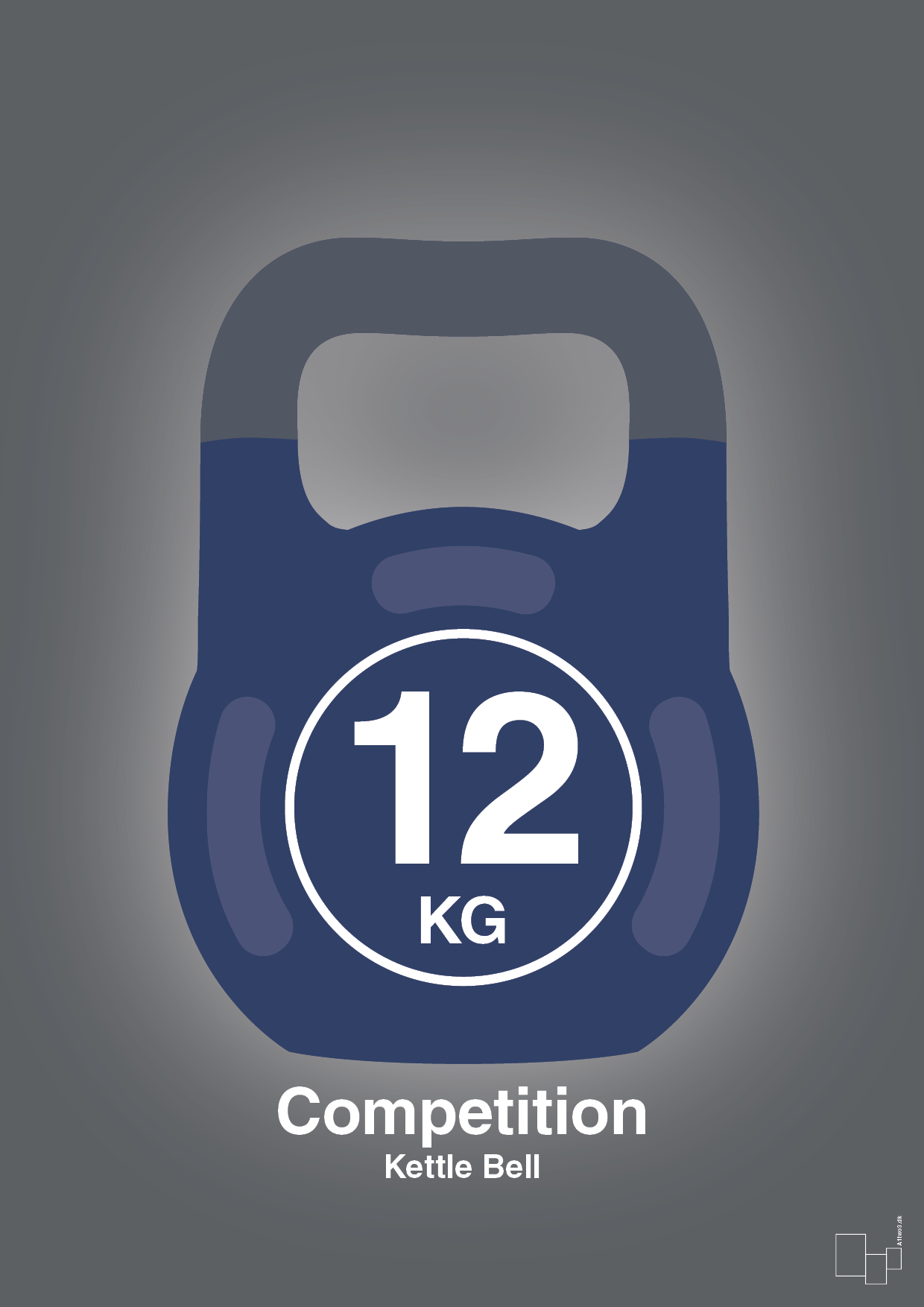 plakat: kettle bell 12 kg - competition color - graphic charcoal-Fitness-A1two3