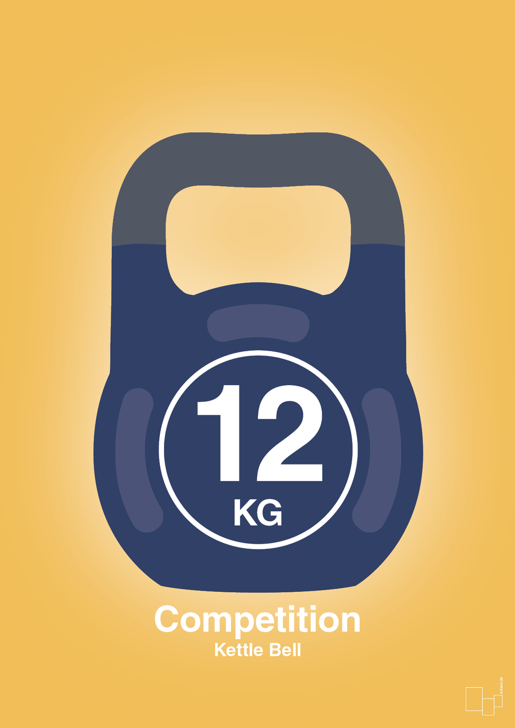 plakat: kettle bell 12 kg - competition color - honeycomb-Fitness-A1two3