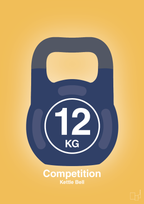 plakat: kettle bell 12 kg - competition color - honeycomb-Fitness-A1two3