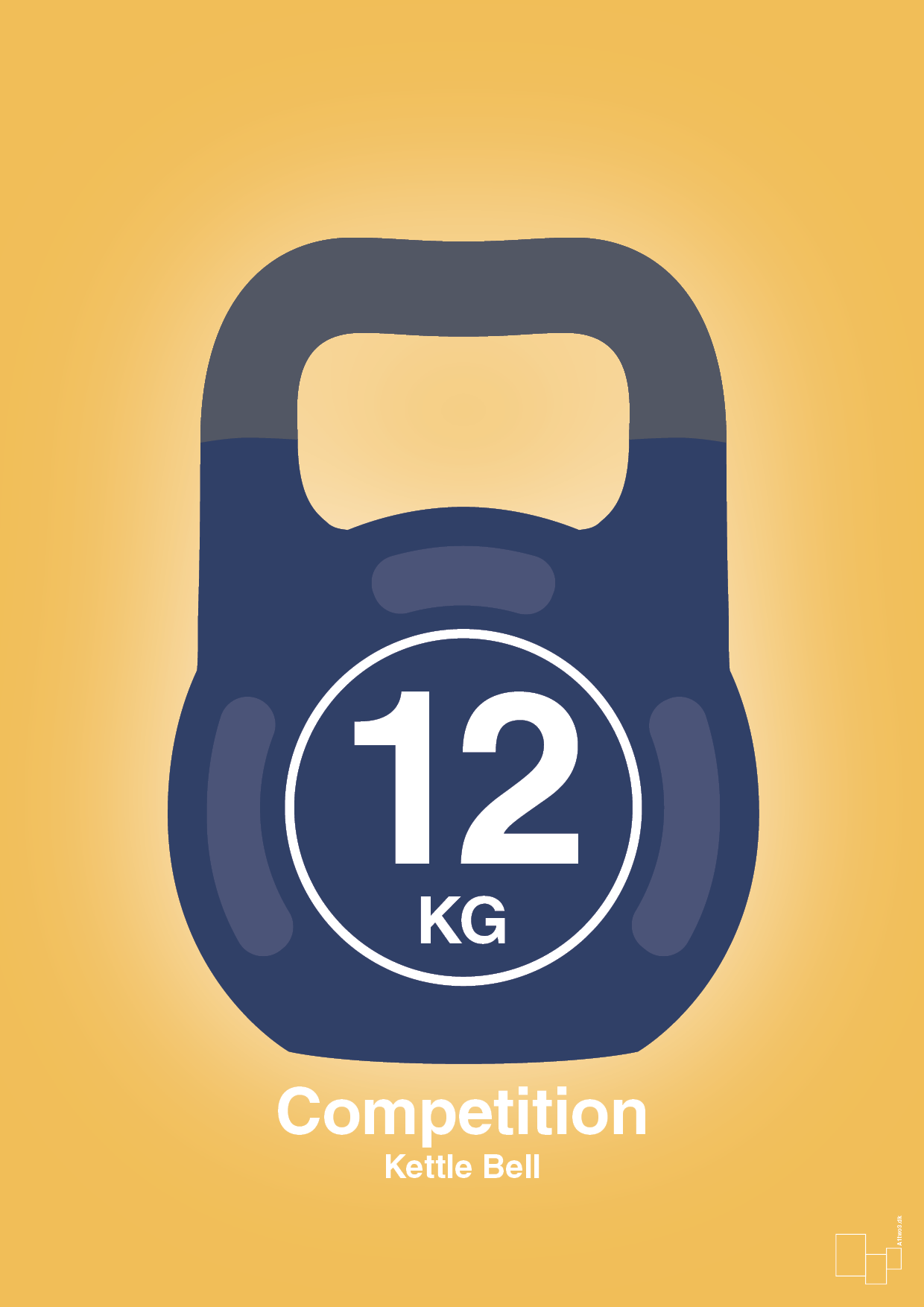 plakat: kettle bell 12 kg - competition color - honeycomb-Fitness-A1two3