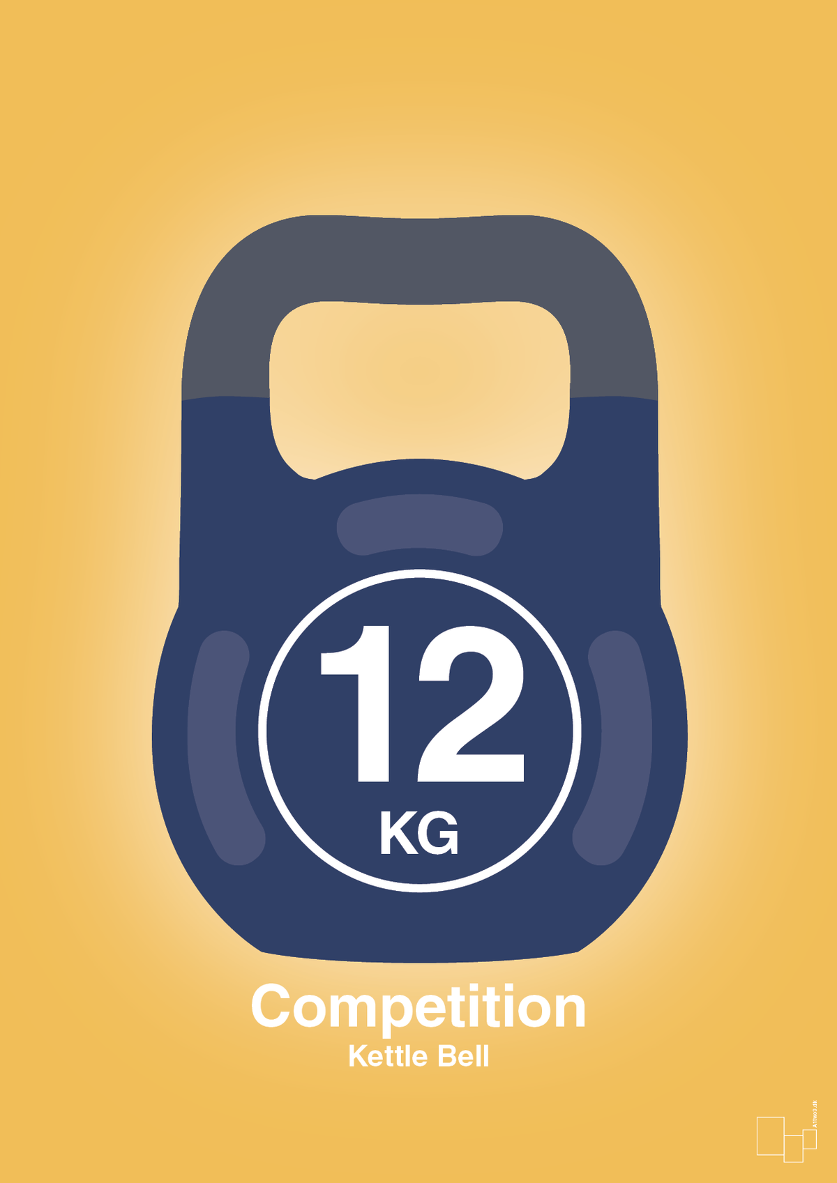 plakat: kettle bell 12 kg - competition color - honeycomb-Fitness-A1two3