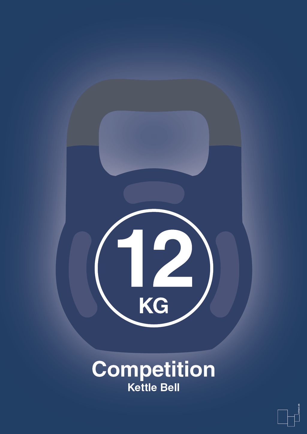 plakat: kettle bell 12 kg - competition color - lapis blue-Fitness-A1two3