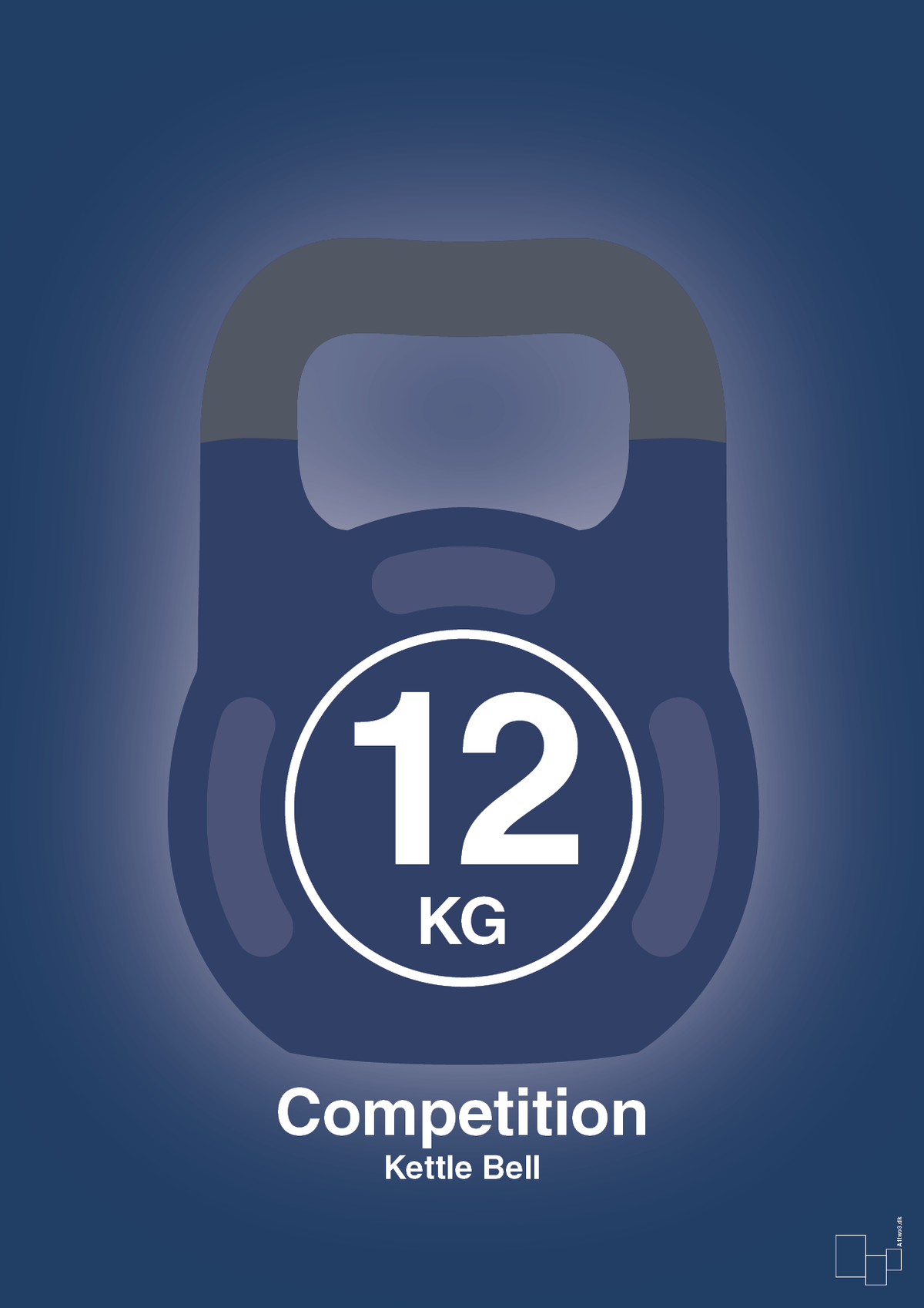 plakat: kettle bell 12 kg - competition color - lapis blue-Fitness-A1two3