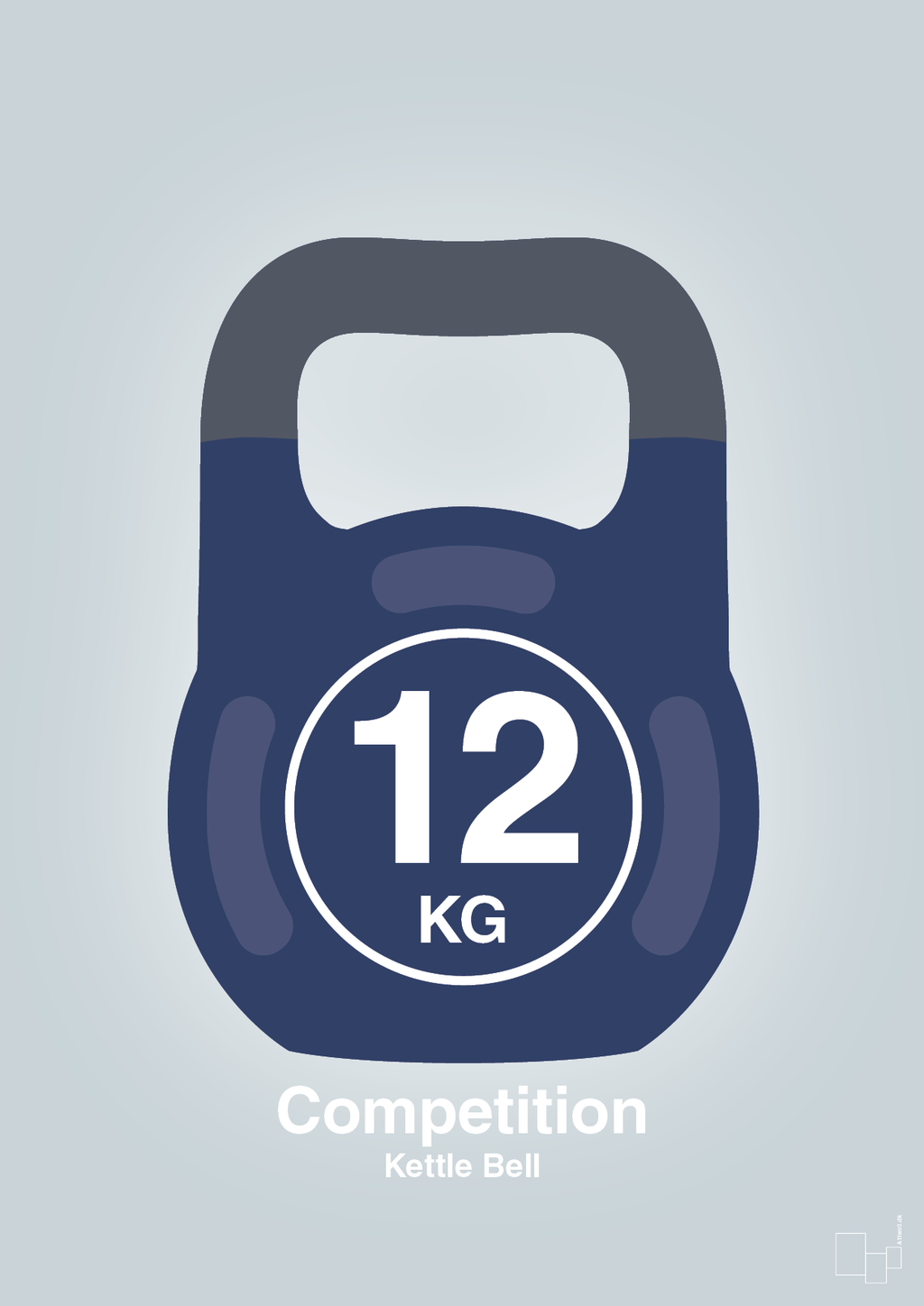 plakat: kettle bell 12 kg - competition color - light drizzle-Fitness-A1two3