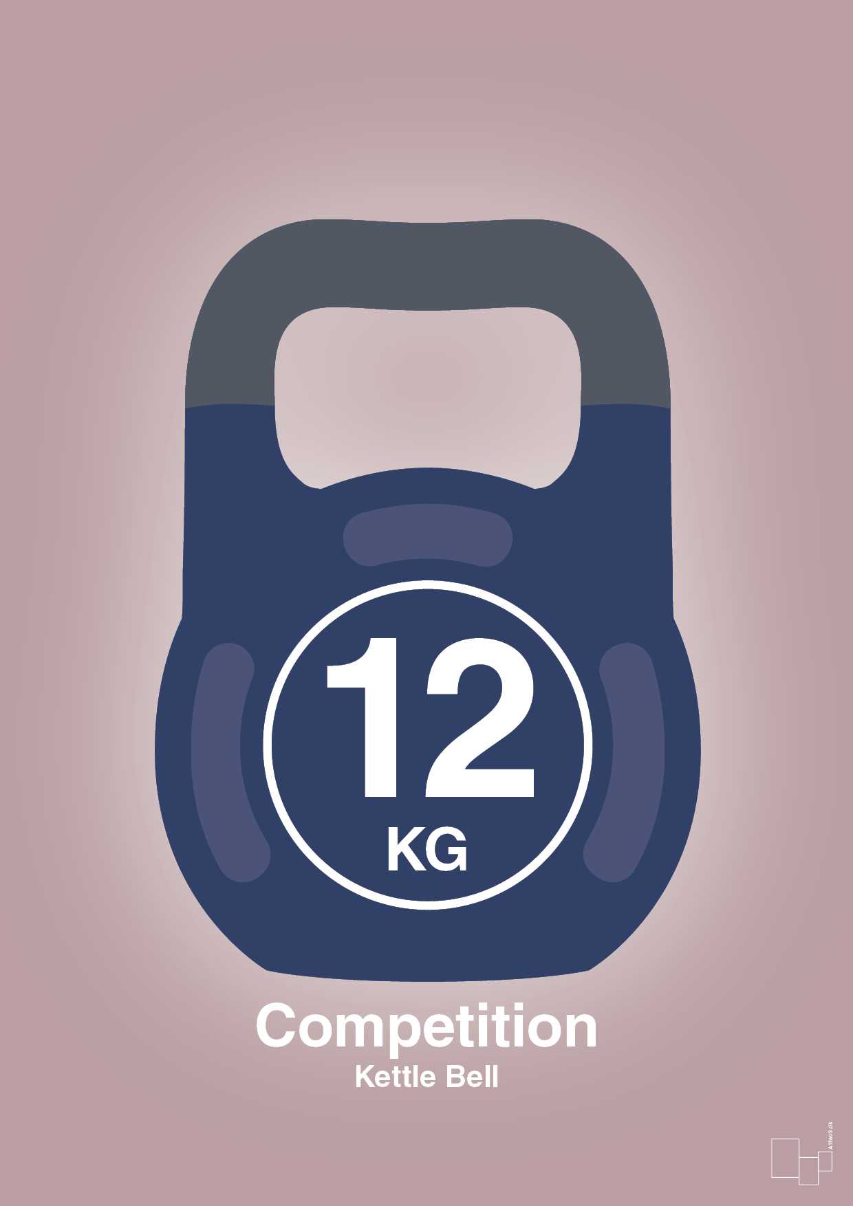 plakat: kettle bell 12 kg - competition color - light rose-Fitness-A1two3
