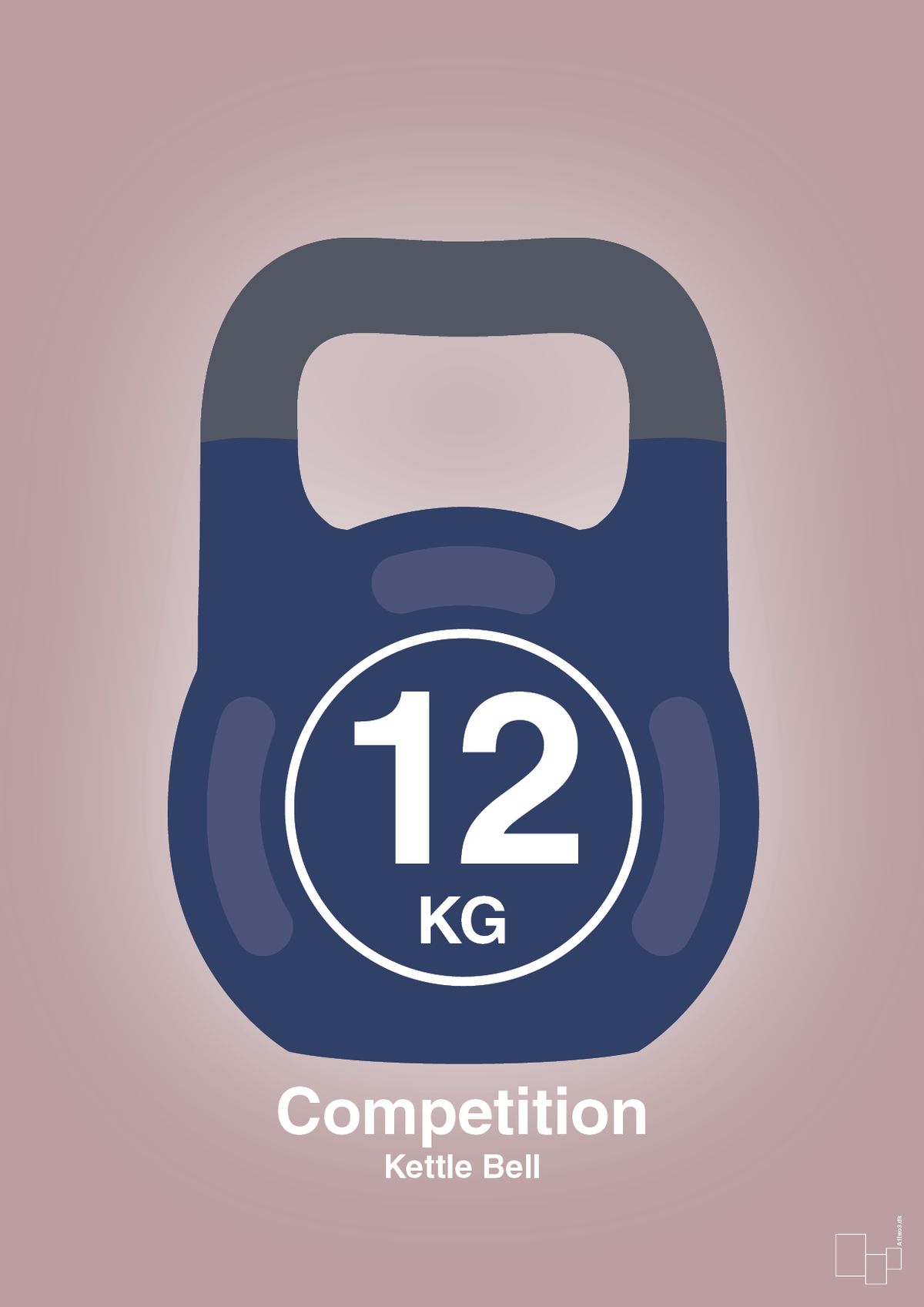 plakat: kettle bell 12 kg - competition color - light rose-Fitness-A1two3