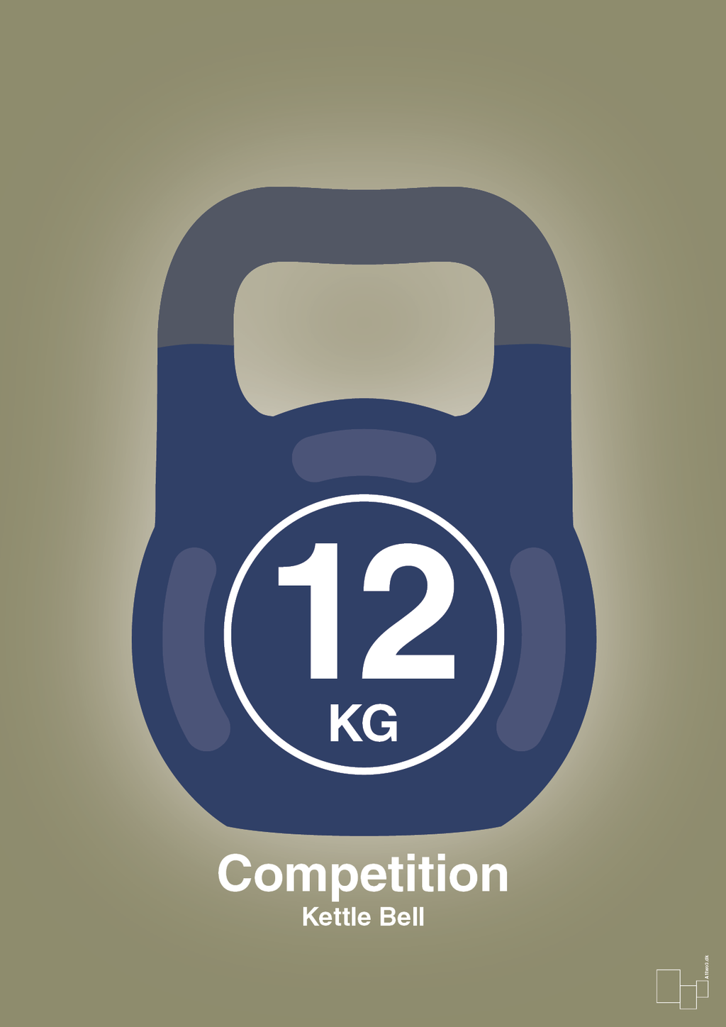 plakat: kettle bell 12 kg - competition color - misty forrest-Fitness-A1two3