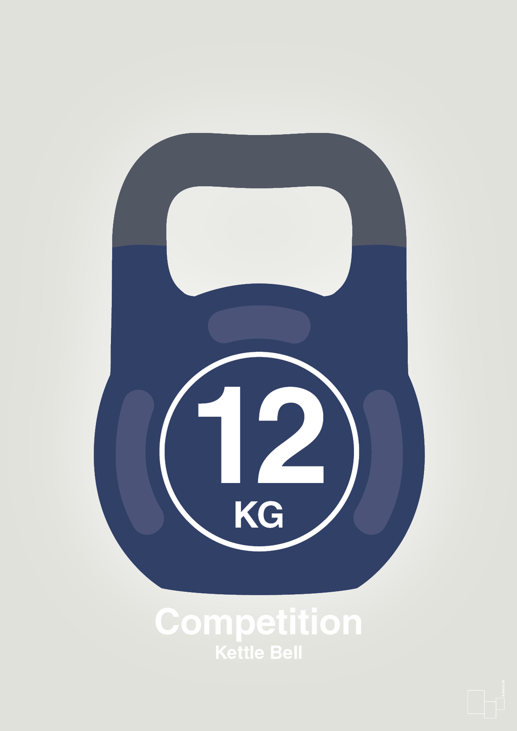 plakat: kettle bell 12 kg - competition color - painters white-Fitness-A1two3