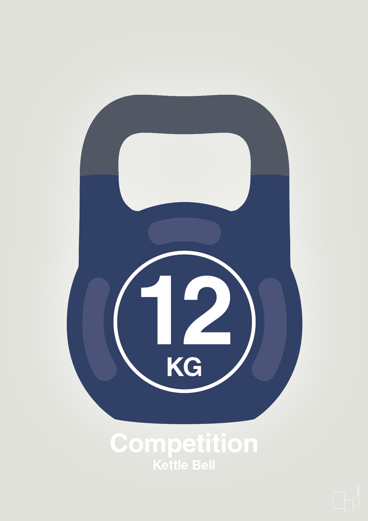 plakat: kettle bell 12 kg - competition color - painters white-Fitness-A1two3