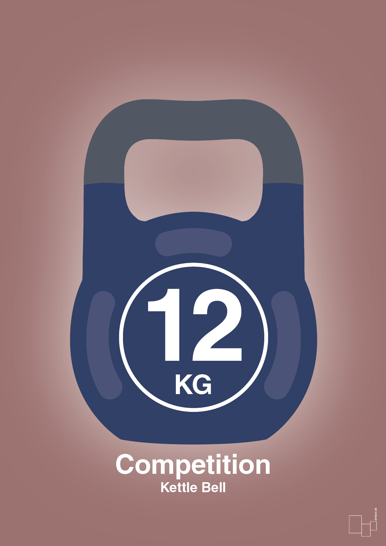 plakat: kettle bell 12 kg - competition color - plum-Fitness-A1two3