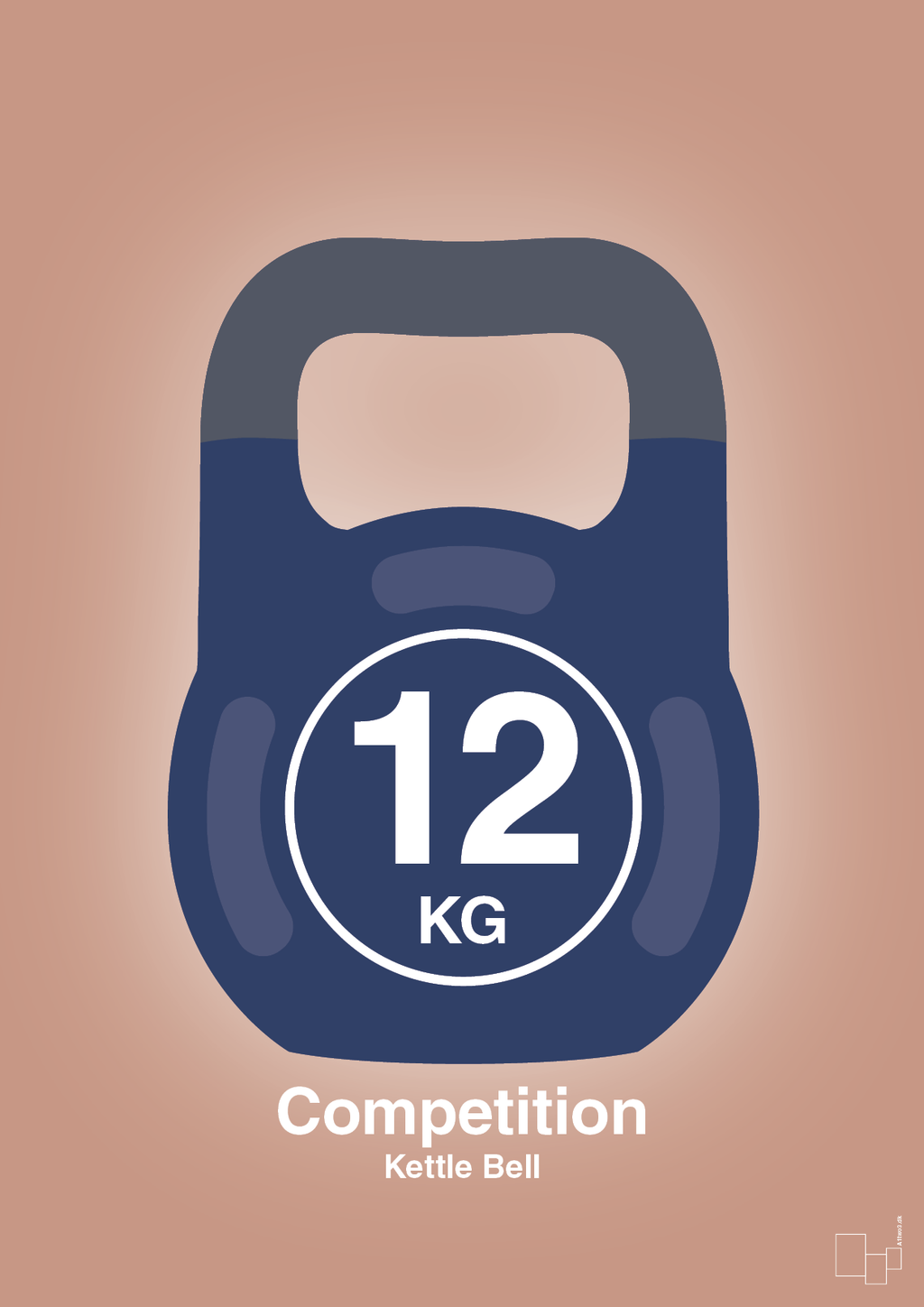 plakat: kettle bell 12 kg - competition color - powder-Fitness-A1two3