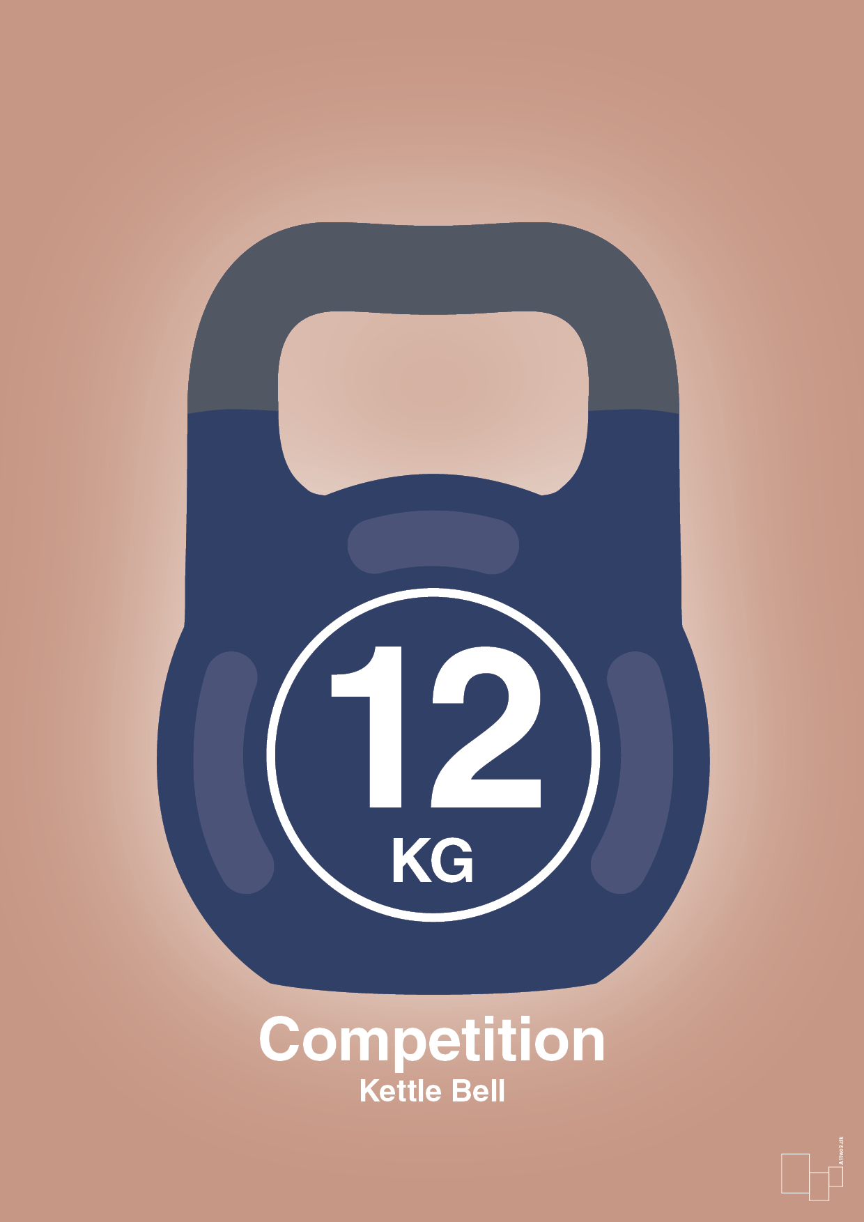 plakat: kettle bell 12 kg - competition color - powder-Fitness-A1two3