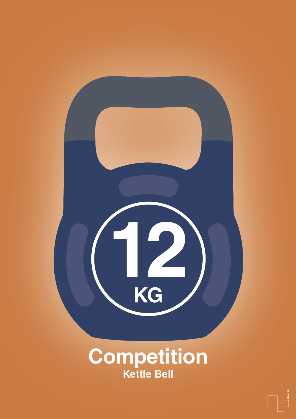 plakat: kettle bell 12 kg - competition color - rumba orange-Fitness-A1two3