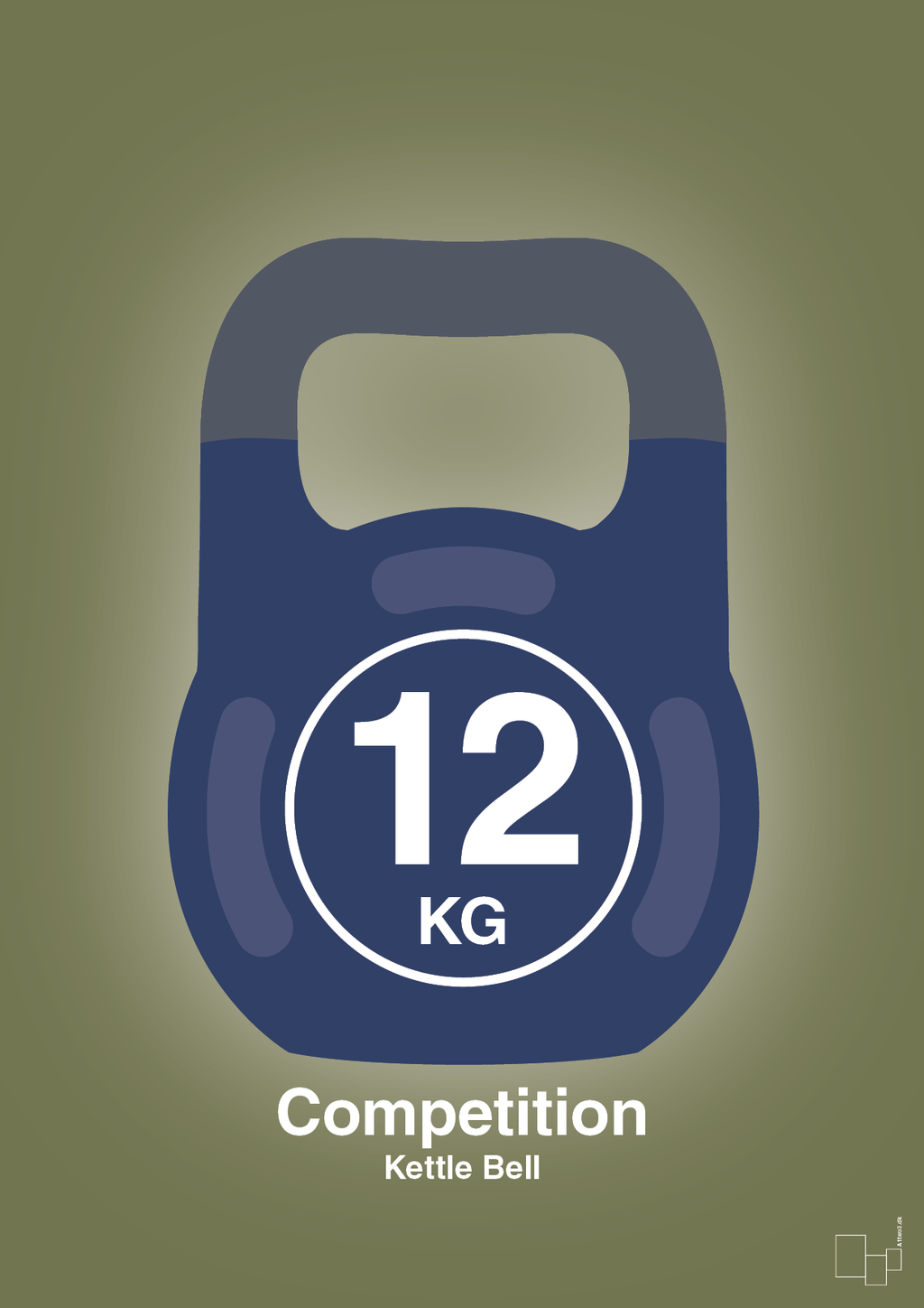 plakat: kettle bell 12 kg - competition color - secret meadow-Fitness-A1two3