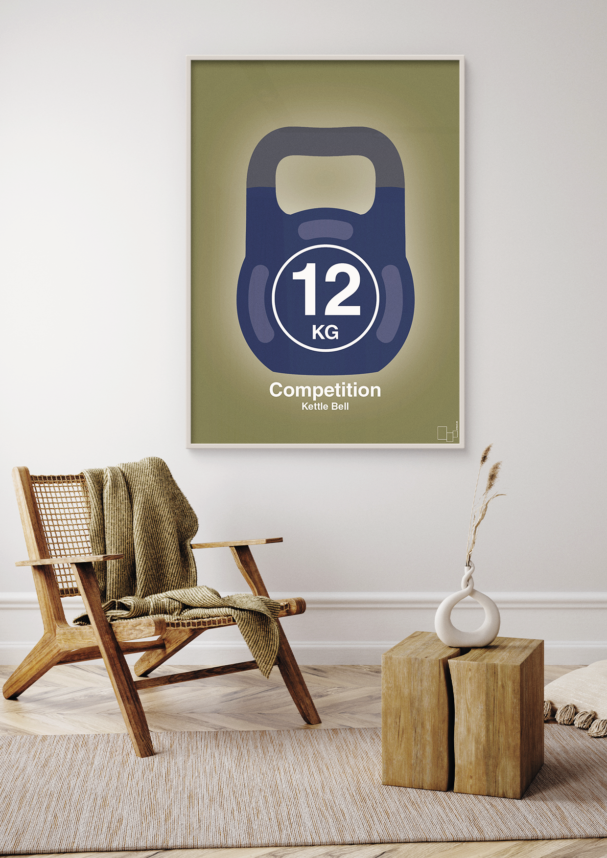 plakat: kettle bell 12 kg - competition color - graphic charcoal-Fitness-A1two3