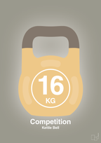 plakat: kettle bell 16 kg - competition color - battleship gray-Fitness-A1two3