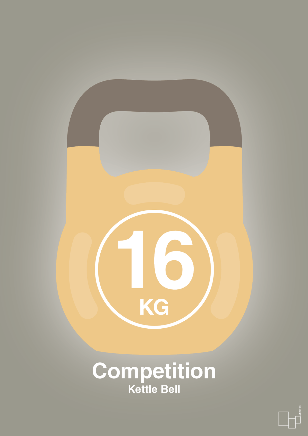 plakat: kettle bell 16 kg - competition color - battleship gray-Fitness-A1two3