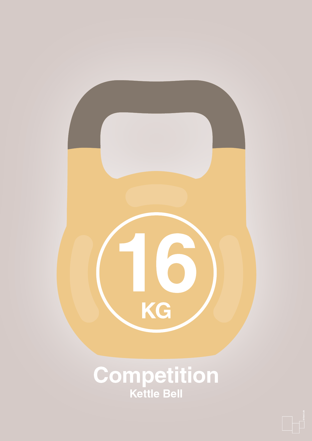 plakat: kettle bell 16 kg - competition color - broken beige-Fitness-A1two3