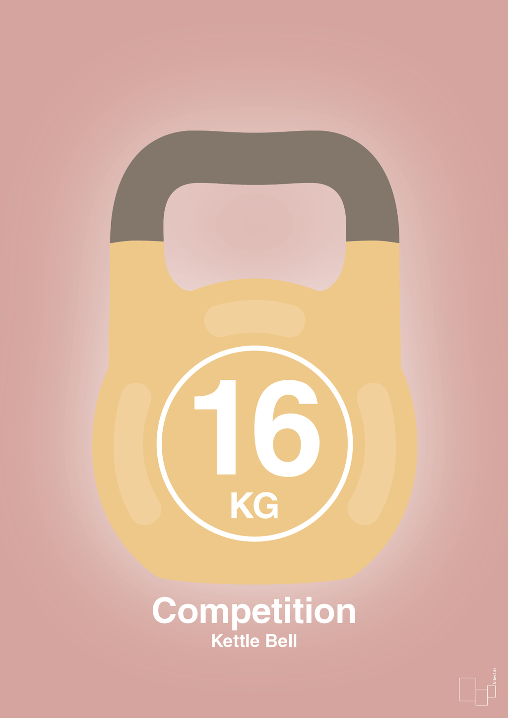 plakat: kettle bell 16 kg - competition color - bubble shell-Fitness-A1two3
